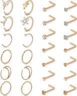 surgical steel nose rings hoops studs for women 20 gauge 18 gauge piercing jewelry silver rose gold logo