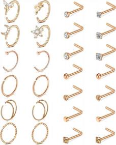 img 4 attached to Surgical Steel Nose Rings Hoops Studs For Women 20 Gauge 18 Gauge Piercing Jewelry Silver Rose Gold