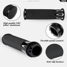 img 2 attached to Enhance Your Riding Experience with Motorcycle 1 inch Handlebar Grips: Black CNC Throttle Grip 25mm Universal Hand Grip Compatible with Harley Davidson Honda Yamaha Suzuki Kawasaki