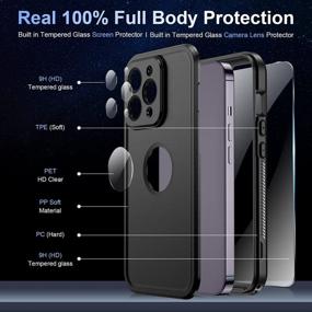 img 1 attached to Temdan Waterproof Case For IPhone 14 Pro Max With 9H Tempered Glass Camera Lens & Screen Protection [14FT Military Dropproof][Full-Body Shockproof][Dustproof][IP68 Underwater] - Real 360 Black