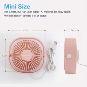 img 3 attached to SmartDevil Small USB Desk Fan - Portable Table Cooling Fan, 3 Speeds, Powered 🍒 by USB, Strong Wind, Quiet Operation - Ideal for Home, Office, Car, Outdoor Travel (Cherry Pink)