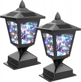 img 4 attached to 2 Pack Solar Post Cap Light For Outdoor Garden Fence Deck - Waterproof Colorful LED String Fairy Light Modern Decorative Pathway Patio Yard Landscape.