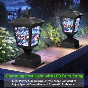 img 3 attached to 2 Pack Solar Post Cap Light For Outdoor Garden Fence Deck - Waterproof Colorful LED String Fairy Light Modern Decorative Pathway Patio Yard Landscape.