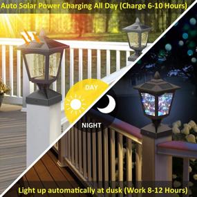 img 2 attached to 2 Pack Solar Post Cap Light For Outdoor Garden Fence Deck - Waterproof Colorful LED String Fairy Light Modern Decorative Pathway Patio Yard Landscape.