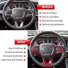 img 1 attached to 🔥 Enhance Your Dodge Challenger Charger and Jeep Grand Cherokee SRT8: Stylish Red Steering Wheel Cover Trim Interior Accessories Kit (3PCS) for 2015-2021 Dodge Challenger Charger, 2014-2021 Dodge Durango & Jeep Grand Cherokee SRT8