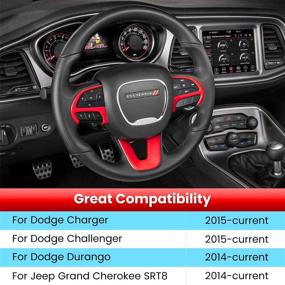 img 3 attached to 🔥 Enhance Your Dodge Challenger Charger and Jeep Grand Cherokee SRT8: Stylish Red Steering Wheel Cover Trim Interior Accessories Kit (3PCS) for 2015-2021 Dodge Challenger Charger, 2014-2021 Dodge Durango & Jeep Grand Cherokee SRT8