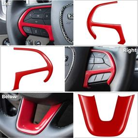 img 2 attached to 🔥 Enhance Your Dodge Challenger Charger and Jeep Grand Cherokee SRT8: Stylish Red Steering Wheel Cover Trim Interior Accessories Kit (3PCS) for 2015-2021 Dodge Challenger Charger, 2014-2021 Dodge Durango & Jeep Grand Cherokee SRT8