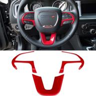 🔥 enhance your dodge challenger charger and jeep grand cherokee srt8: stylish red steering wheel cover trim interior accessories kit (3pcs) for 2015-2021 dodge challenger charger, 2014-2021 dodge durango & jeep grand cherokee srt8 логотип