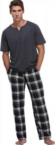 img 2 attached to Men'S Soft Cotton Pajama Sets With Plaid Pants And Short Sleeve Top - 2 Piece PJs Set With Pockets For Loungewear Sleepwear By Vlazom