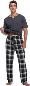 img 1 attached to Men'S Soft Cotton Pajama Sets With Plaid Pants And Short Sleeve Top - 2 Piece PJs Set With Pockets For Loungewear Sleepwear By Vlazom