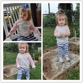 img 2 attached to Baby Girl Outfit: Stripe Hoodie Sweatshirt Top With Solid Color Long Pants