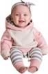 baby girl outfit: stripe hoodie sweatshirt top with solid color long pants logo
