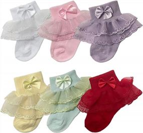 img 4 attached to Cute And Chic: Adeimoo Princess Baby Girls Lace Ruffle Socks For Infants And Toddlers