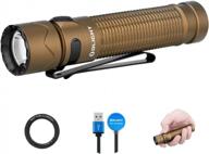 olight warrior mini2 1750 lumen rechargeable tactical flashlight with dual switch & proximity sensor, high performance led edc, outdoor camping and emergency light (desert tan) logo