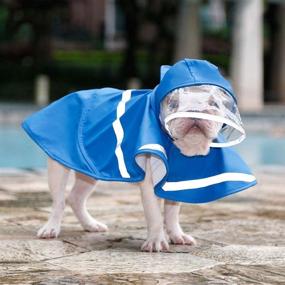 img 3 attached to 🐶 Waterproof Reflective Dog Raincoat with Hood, Harness Hole &amp; Storage Bag – Suitable for Small, Medium, Large Dogs & Puppies – Adjustable Easy-to-Use Rain Jacket Poncho with Magic Tape Closure