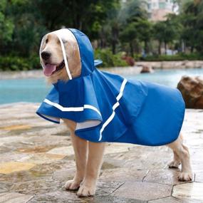 img 2 attached to 🐶 Waterproof Reflective Dog Raincoat with Hood, Harness Hole &amp; Storage Bag – Suitable for Small, Medium, Large Dogs & Puppies – Adjustable Easy-to-Use Rain Jacket Poncho with Magic Tape Closure