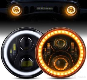img 4 attached to 🔦 Upgraded Wrangler LED Headlights with Halo - BEEYEO 60W 7 Inch Round LED Headlight with Daytime Running Light DRL Turn Signal High Low Beam for Wrangler JK TJ LJ CJ | Compatible with H4 H13 Adapter | 2PCS