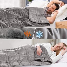 img 4 attached to Sleep Soundly With Our All-Season Twin Size Reversible Weighted Blanket - 15Lbs Of Comfort, Warm Short Plush And Cool Tencel Fabric - Bonus Carry Bag Included!