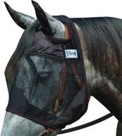 🐴 cashel quiet ride horse fly mask: no ears or nose - standard size, warmblood fit - black color логотип