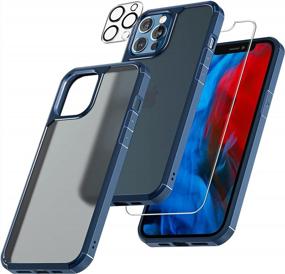 img 4 attached to TAURI [5 In 1] For IPhone 12 Pro Max Case, Non-Yellowing, With 2 Tempered Glass Screen Protectors + 2 Camera Lens Protectors, Shockproof Slim Phone Case 6.7 Inch, Drop Protection