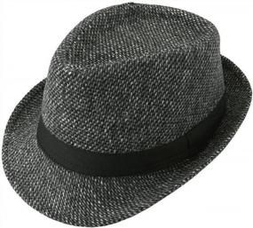 img 4 attached to FALETO Unisex 20S Trilby Fedora Hat с лентой — классическая шерстяная кепка для повседневного образа в стиле джаз