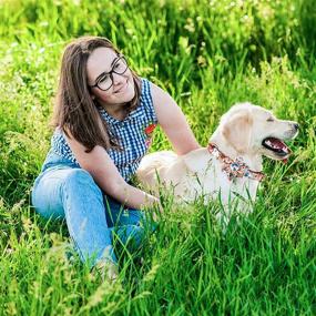 img 2 attached to 🌼 Orange Floral Dog Collar and Leash Set with Flower Bow Tie – Adjustable Metal Buckle and Dog Tag for Small, Medium, and Large Dogs