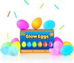 24pk bulk party favors for kids - glow easter eggs with fillable plastic easter eggs and 72 mini glow sticks for glow parties, perfect for easter or birthday celebrations! logo
