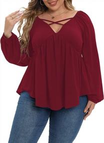 img 4 attached to Flaunt Your Curves In Style With Uoohal'S V-Neck Criss Cross Tunic Shirts - Plus Size Tops For Women