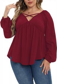 img 1 attached to Flaunt Your Curves In Style With Uoohal'S V-Neck Criss Cross Tunic Shirts - Plus Size Tops For Women