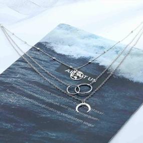 img 3 attached to Boho Chic: Moon And Map Layered Necklaces For Women And Girls By Edary