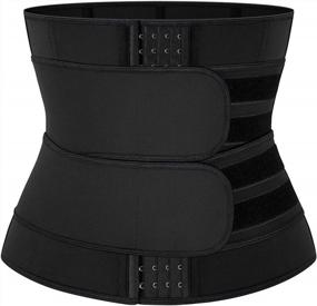 img 4 attached to Vaslanda Neoprene Sauna Waist Trainer Corset Fitness Trimmer Belt For Women & Men Weight Loss Workout With Double Straps