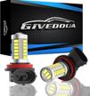 upgrade your car with givedoua h11/h8/h16 led fog light bulbs - extremely bright drl bulbs replacement, 6500k xenon white, pack of 2, for 12v and 24v trucks and cars logo