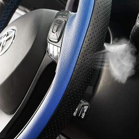 img 2 attached to 🚘 Stylish Black and Blue Leather Car Steering Covers for Toyota C-HR 2018 2019: High-quality Protection & Modern Aesthetics