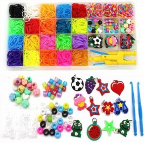 img 4 attached to 🌈 Ultimate Rubber Bands Refill Kit-Assorted Colors Loom Bands (2000+)-Complete Set with 24 S-Clips, 2 Y Looms, 60 Beads, 10 Charms, 2 Backpack Hooks, Crochet Hooks- Must-Have Add-On Accessories for Loom Bands-Perfect Bracelet Making Kit For Kids