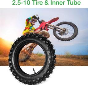 img 2 attached to 🛵 (2 Set) 2.5-10" Off-Road Tire and Inner Tube Set - Compatible with Honda CRF50, Suzuki DRZ70, Yamaha PW50 - Dirt Bike Tire and 10-Inch Rim with 2.5/2.75-10 Dirt Bike Inner Tube Replacement