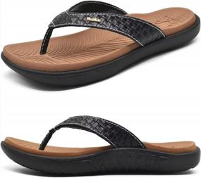 img 4 attached to KuaiLu Women'S Flip Flops: Comfortable Walking Sandals W/ Plantar Fasciitis Arch Support & Yoga Mat For Summer Indoor/Outdoor Use