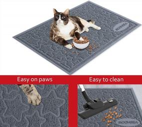 img 2 attached to Large Non-Slip Waterproof Dog Food And Water Bowl Mat, 24" X 16", Easy To Clean Pet Feeding Mat With Unique Star Pattern