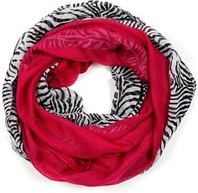 img 4 attached to Women'S Infinity Scarf - Solid Print, Lightweight Summer Loop Wrap Fashion Accessory In Black, Grey, Blue And Red