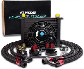 img 4 attached to Universal 30Row An-10 Engine Oil Cooler Kit + Filter Kit+7" Electric Cooling Fan - Black