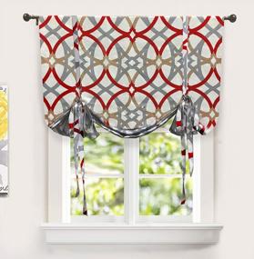 img 4 attached to Transform Your Room With Red And Gray Spiral Geo Trellis Pattern Tie-Up Curtain - Thermal, Insulated, And Blackout