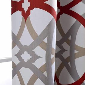 img 3 attached to Transform Your Room With Red And Gray Spiral Geo Trellis Pattern Tie-Up Curtain - Thermal, Insulated, And Blackout