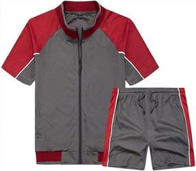 img 4 attached to Men'S Tebreux 2 Piece Athletic Tracksuit Jogger Sweatsuit Summer Sports Suit