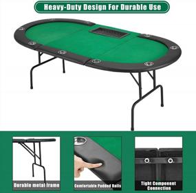 img 2 attached to 10 Player Texas Hold'Em Poker Table With Stainless Steel Cup Holder, Oval Casino Leisure Table Top And Green Felt - ECOTOUGE