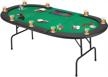 10 player texas hold'em poker table with stainless steel cup holder, oval casino leisure table top and green felt - ecotouge logo