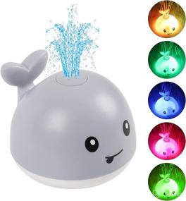 img 4 attached to Leipal Light Up Grey Whale Baby Bath Toys for Kids - Bathtub Sprinkler Toys for Toddlers
