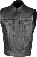 🏍️ stylish soa men's leather vest: ideal for motorcycle enthusiasts and biker clubs with concealed carry gun pockets logo