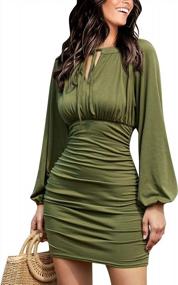 img 4 attached to EXLURA Long Sleeve Backless Bodycon Dress With Ruched Hem - Sleek And Sophisticated