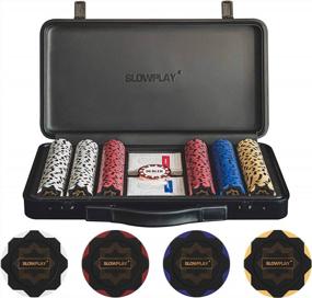 img 4 attached to SLOWPLAY Nash 14 Gram Clay Poker Chips Set For Texas Hold’Em, 300 PCS/500PCS, Blank Chips/ Numbered Chips.Features A High-End Carrying Case With Leather Interior Design And German Polycarbonate Shell