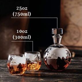 img 2 attached to Kemstood'S Large Etched Globe Decanter Set: Personalized Gift For Whiskey Lovers – Includes 4 Glasses And Wood Base – Perfect For Bourbon, Scotch, Brandy And More