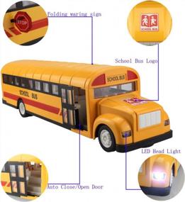 img 3 attached to Радиоуправляемый школьный автобус Fisca: игрушка с дистанционным управлением, открывающимися дверями, имитацией звуков и светодиодной подсветкой для детей